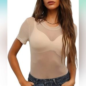 Nude mesh bodysuit NWT
